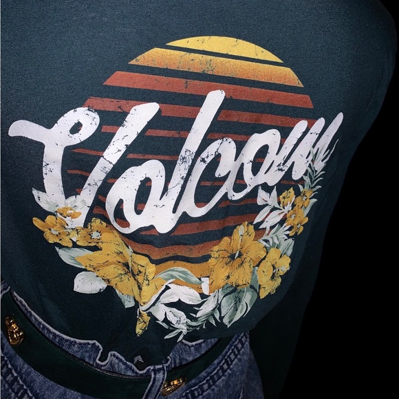 Volcom Emerald Green Forest Pine Sunset Bloom Floral Graphic Tee - Picture 7 of 16